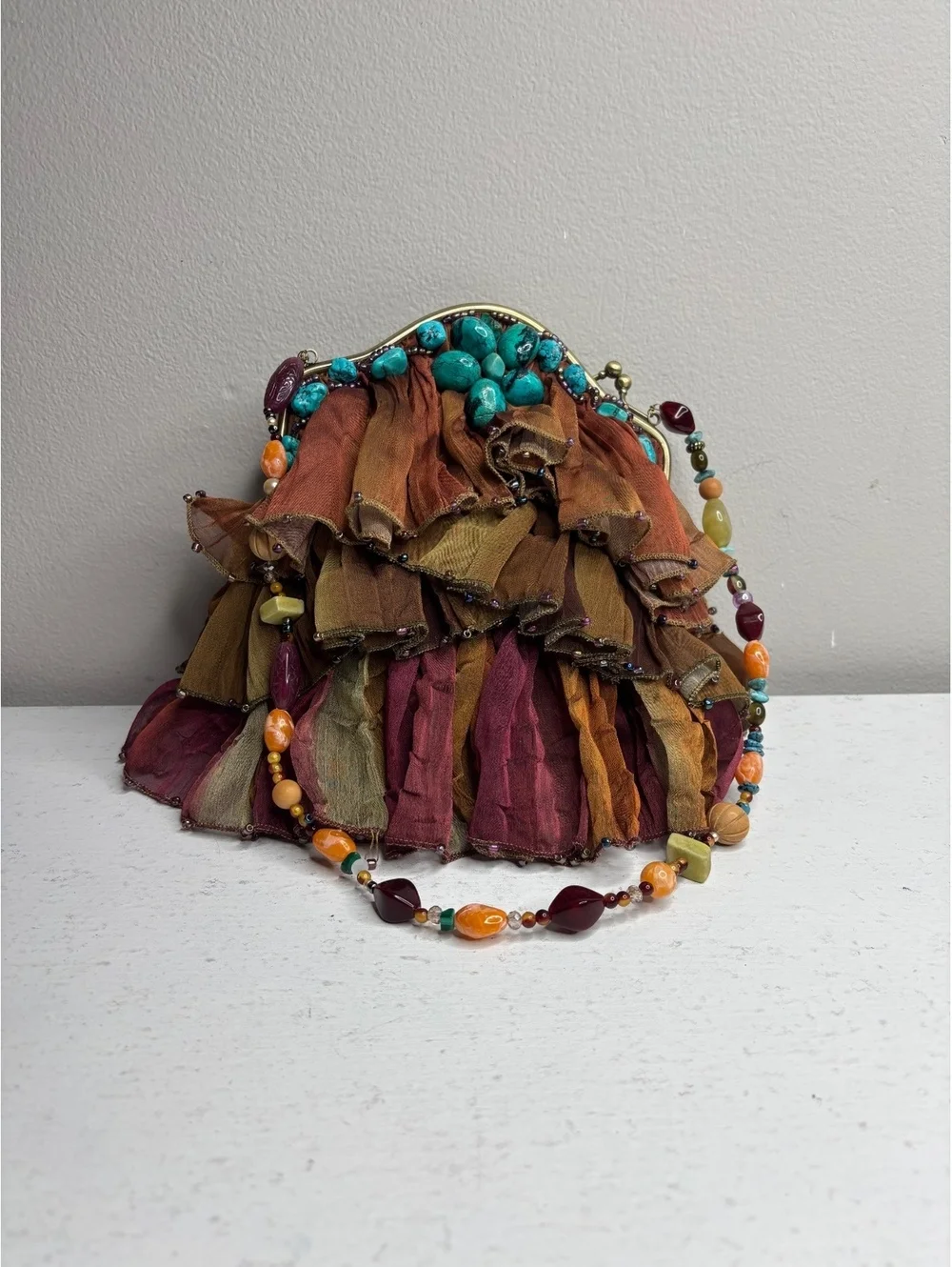 Mary Frances Retired Rock My Soul Beaded and Ruffled Purse